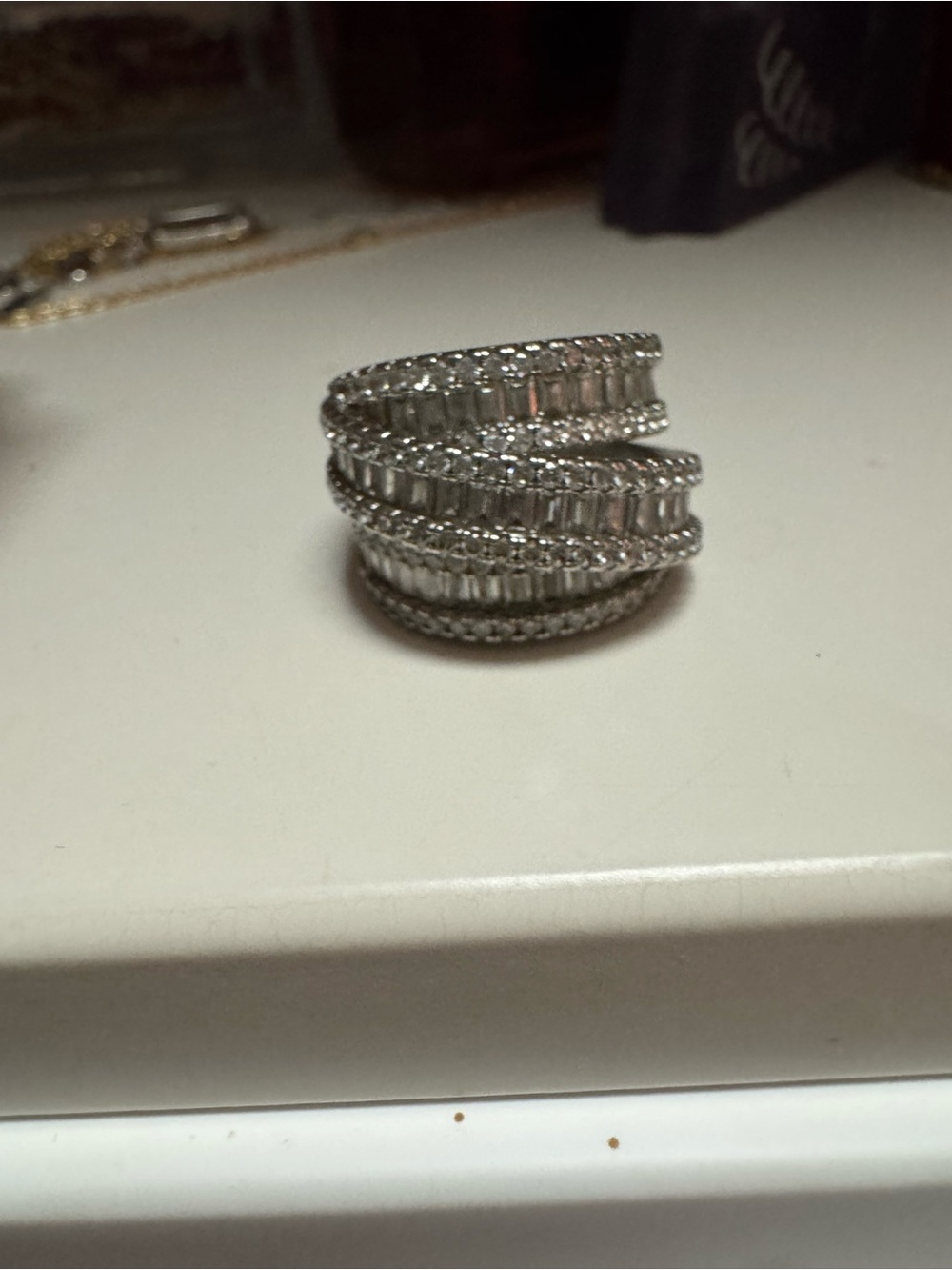 Silver Multi-row Pavé Crystal Wrap Ring
